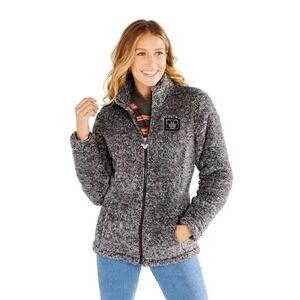 Disney World Fuzzy Fleece Jacket Full Zip Mickey Mouse Brown Gray Womens Size XS